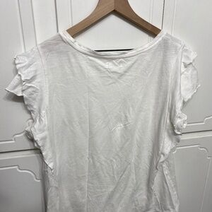 White tee, ruffled sleeves